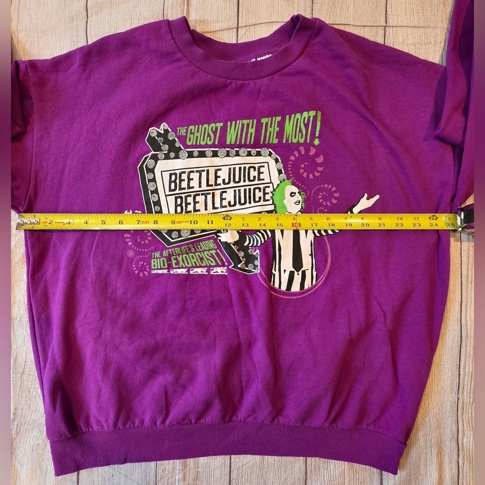 Beetlejuice Branded Size XXL Unisex Crewneck Sweatshirt Purple Halloween Creepy - Picture 5 of 6